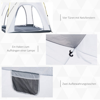 Outsunny Pop Up Kuppelzelt für 4 Personen leicht, stabil wasserdicht UV 50+ mit Haken Tür Fenster, Bodenplane