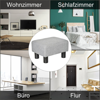HOMCOM Hocker mit Stoffbezug in Leinenoptik, bis 110 kg, hellgrau, 40 x 30 x 24cm