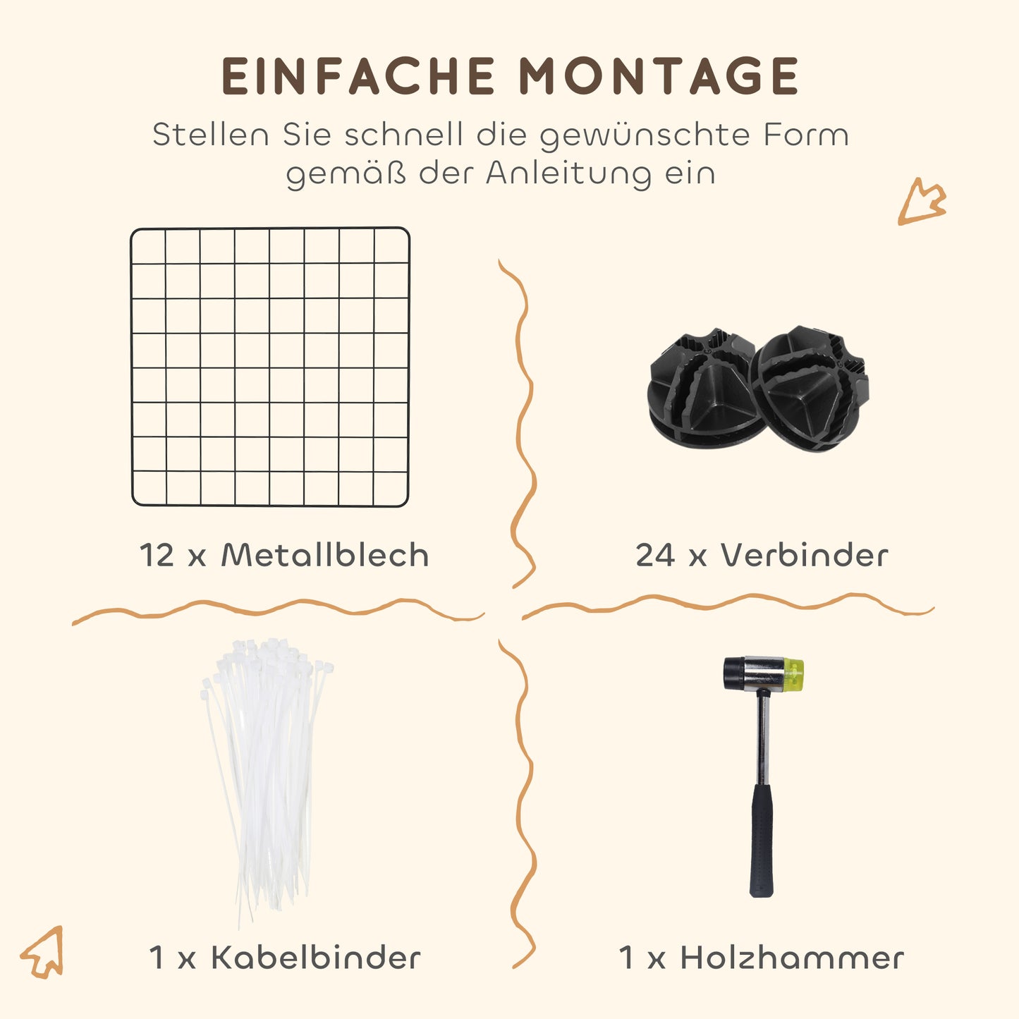 PawHut Gittergehege Freigehege Laufgehege für Kleintiere Laufstall Kleintierkäfig Metallgitter flexibel umformbar أسود 106 × 73 × 36 سم