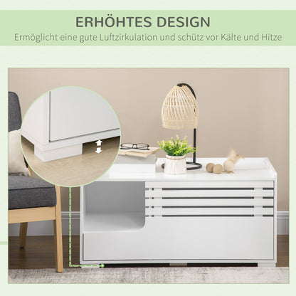 PawHut Katzenschrank mit 2 Regalen 2-in-1 Design Magnettür Weiß