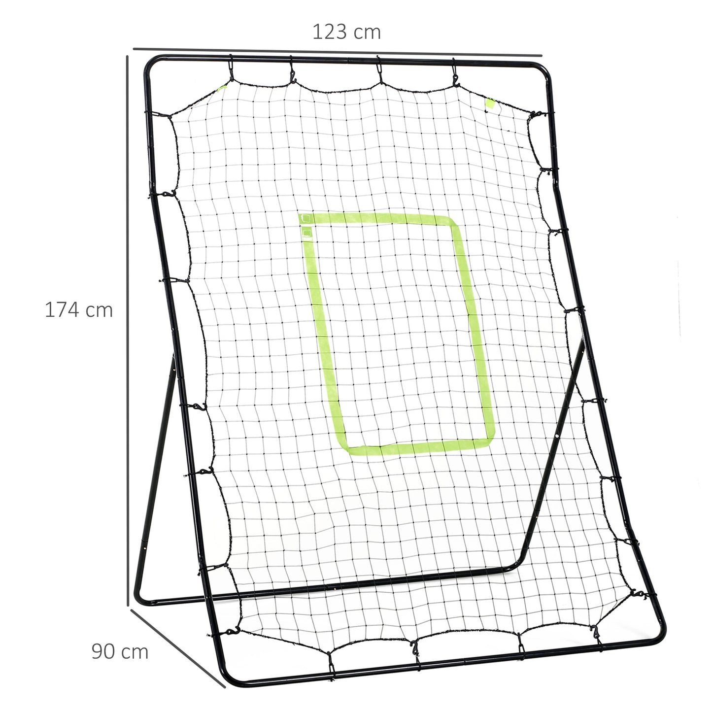 HOMCOM Baseball-Rückprallnetz، رطب، معدني، أخضر Trefferzone، 174H x 123B x 90T سم
