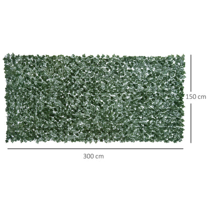 Outsunny Künstlicher Hecken Sichtschutz, UV Geschützt Sichtschutz, Grün Balkon Sichtschutz, Zaun Sichtschutzgitter mit Blättern, Hecken Zaun, WandKünstliche 300 x150 cm für Garten Hochzeit