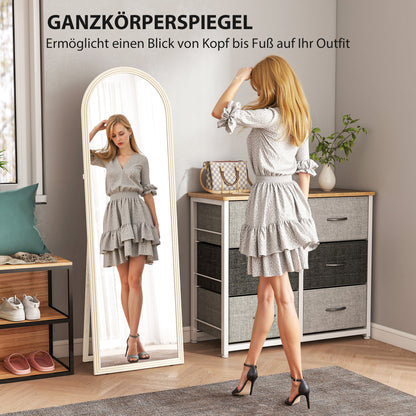 HOMCOM Ganzkörperspiegel, 50 x 160 cm, freistehend, Wandmontage, Bogenrahmen, Weiß