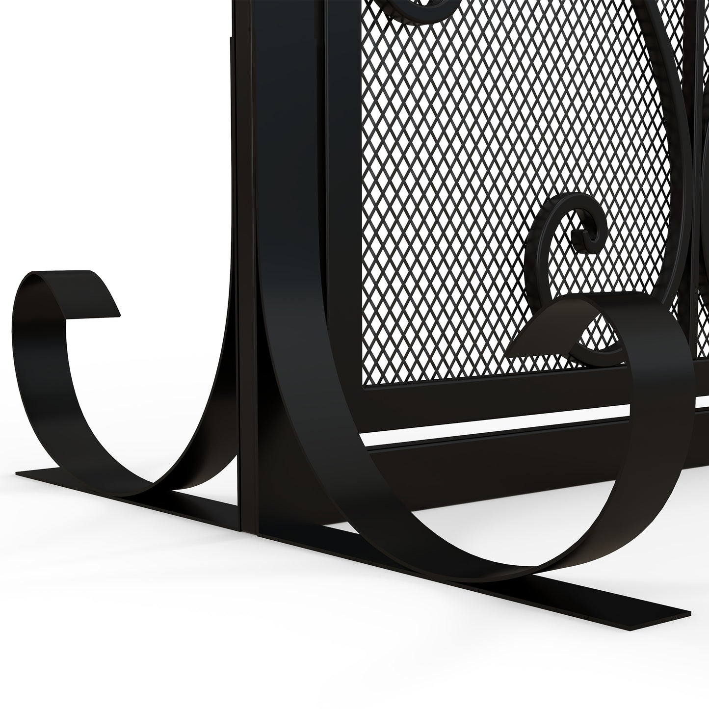 HOMCOM Funkenschutz für Kamine, elegantes Muster, dubbeltürig, magnetisk Türen, Schwarz, 105 x 40 x 80,5 cm