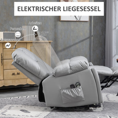 HOMCOM Massagesessel Relaxsessel Seniorensessel, Fernbedienung, Seitentaschen, 94 cm x 96 cm x 106 cm, Dunkelgrau