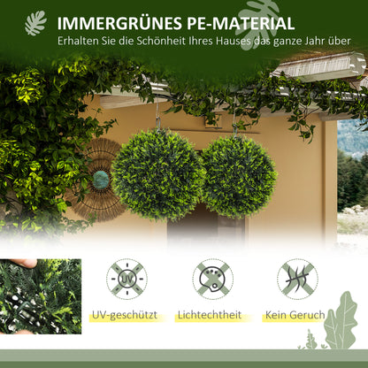 HOMCOM Künstliche Pflanzen im 2er-Set, UV-beständige dekorative Pflanzen, Deko-Pflanzen, Indoor, Outdoor, 45 cm, Grün