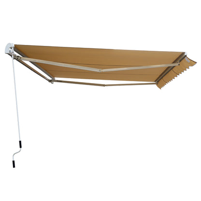 Outsunny Gelenkarmmarkise Verstellbare Klemmmarkise Terrassenmarkise 4,5 x 3m Sonnenschutz mit Kurbel, Balkonmarkise, Beige