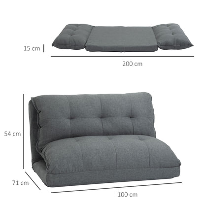 HOMCOM Tiefer Relaxsessel, 13 Positionen, Leinenoptik, Metallstruktur, 100 x 71 x 54 cm, Grau
