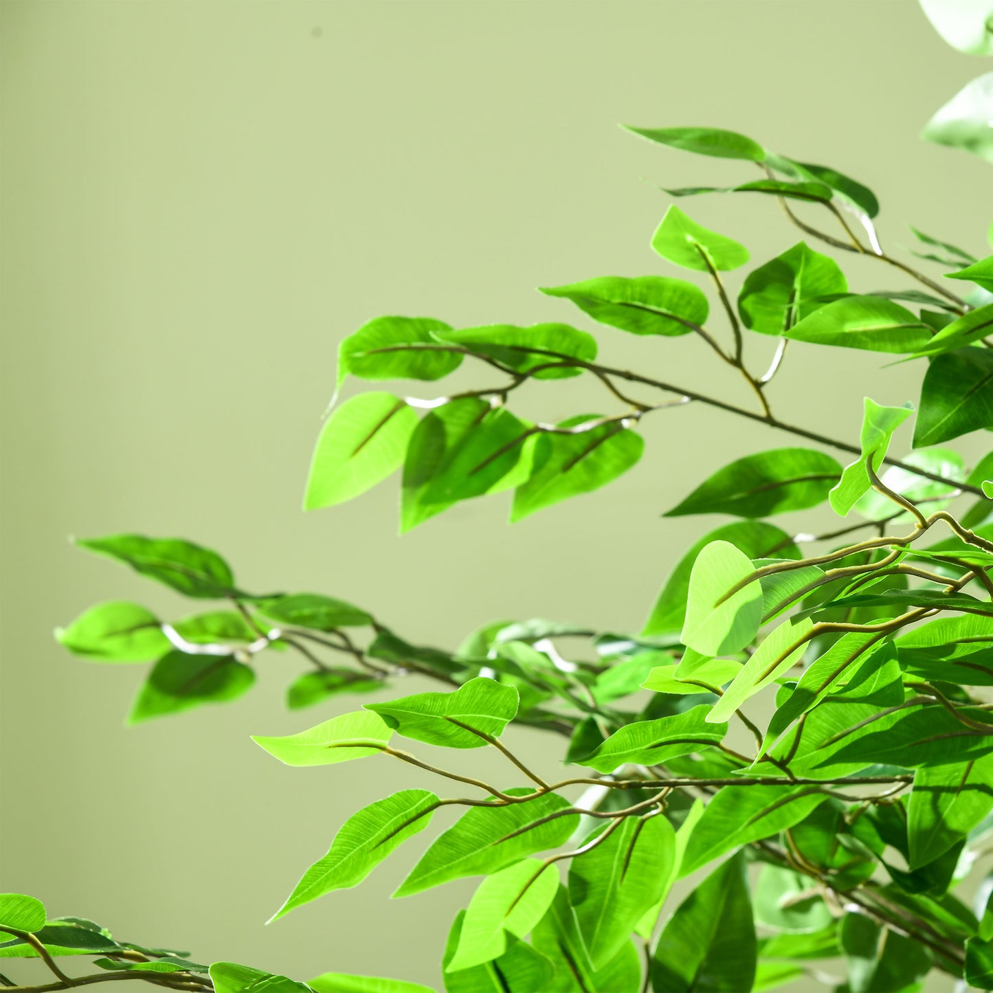 HOMCOM Künstlicher Ficus-Baum, realistisch, pflegeleicht, inkl. Topf, 180 cm hoch, Grün