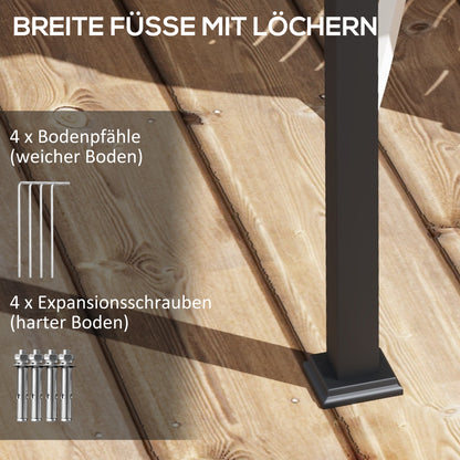 Outsunny Gartenpavillon 3 x 3m, einziehbares Dach, Wandmontage, Metallrahmen, Cremeweiß