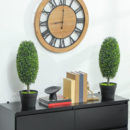 HOMCOM 2er-Set künstliche Pflanzen, UV-beständige Kunstbäume im Topf, Kunststoff, Zement, Grün