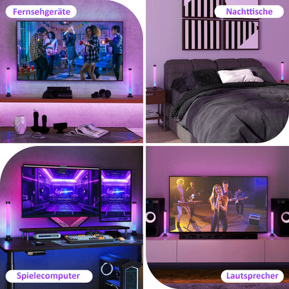 HOMCOM 2er-Set LED-Lampe, Tischlampe mit App- und Fernsteuerung, Musik-Synchronisation, Farb-Modi, Timer, Weiß