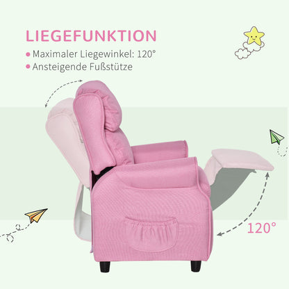 HOMCOM Kindersofa Kindercouch Kindersessel Stuhl Liegesofa verstellbar mit Fußstütze für 3-5 سنوات من الشباب وMädchen Rosa 58 x 53 x 70 سم