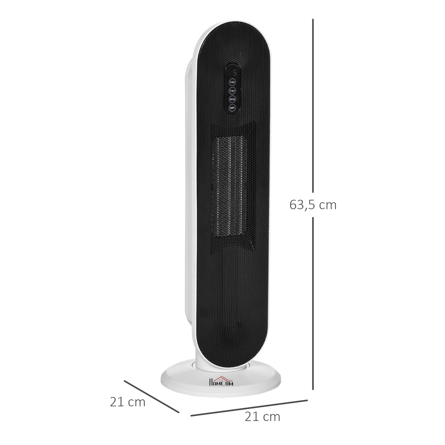 HOMCOM Heizlüfter 24h Stunden-Timer 2000W 2 Modi Oszillation Metall Weiß + Schwarz