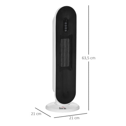 HOMCOM Heizlüfter 24h Stunden-Timer 2000W 2 Modi Oszillation Metall Weiß + Schwarz