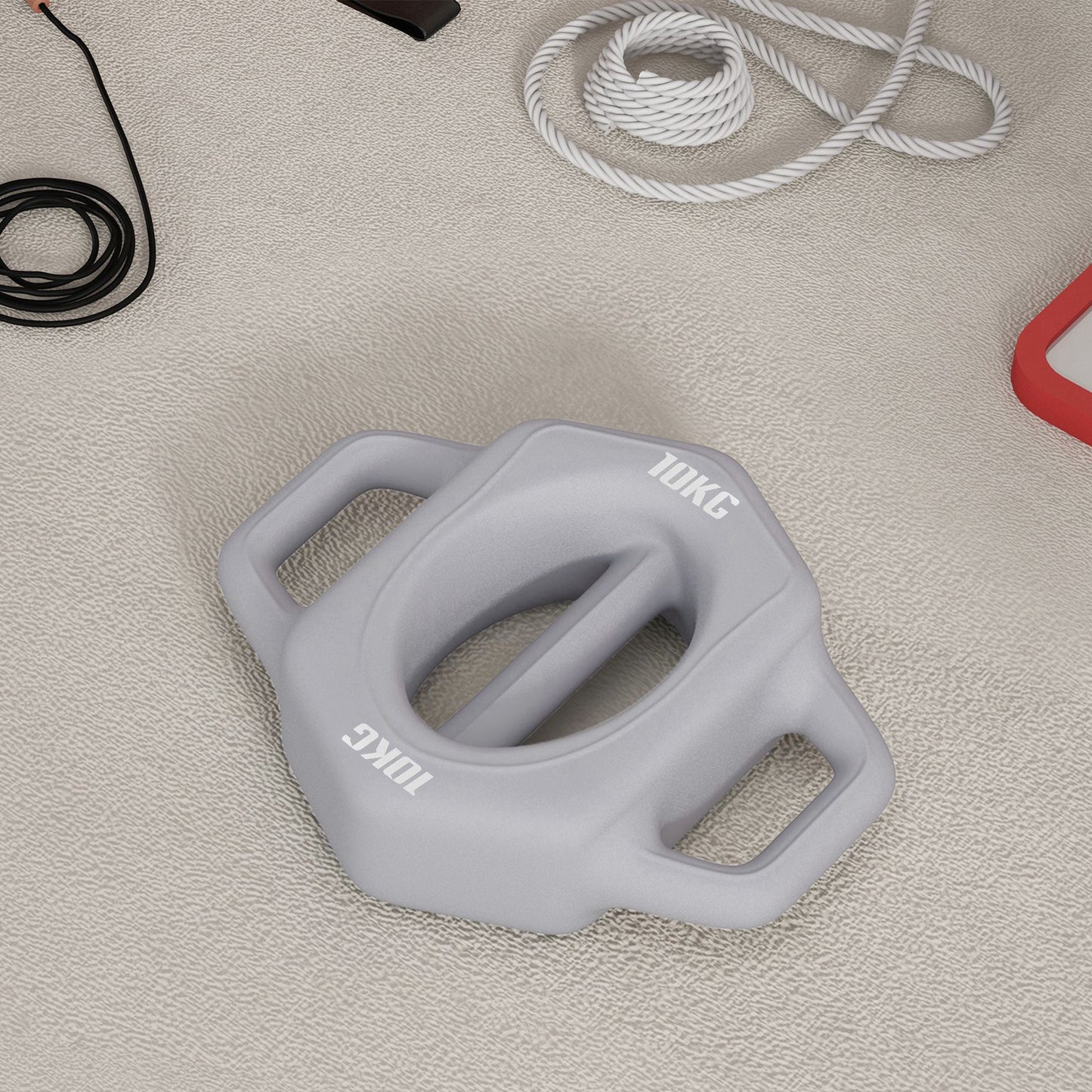 SPORTNOW 3-in-1 Multifunktionshantel, 10 kg, rutschfest, geruchsarm, Kunststoffmantel, Eisenkern, grau