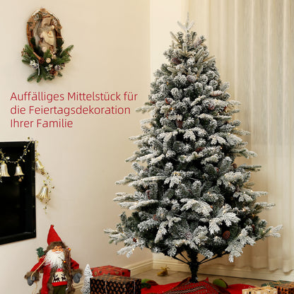 HOMCOM Künstlicher Weihnachtsbaum, 180 cm, LED-Lichter, schneebedeckt, flammenhemmend, Metall