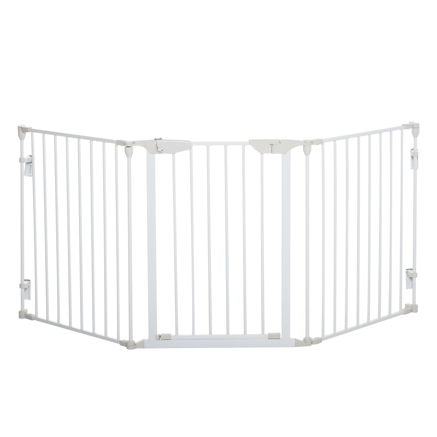 PawHut Absperrgitter Hund Freistehendes Schutzgitter 180 x 74,5 cm Hundegitter Klappbar Türschutzgitter Treppengitter Hundeabsperrgitter für Treppen, Türen, Küche, Flur, 3 Paneelen, Weiß