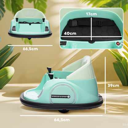 AIYAPLAY Autoscooter، دوران 360 درجة، سرعة 2 كم/ساعة، Sicherheitsgurt، LED-Lichter، Musik und Hupe، Grün