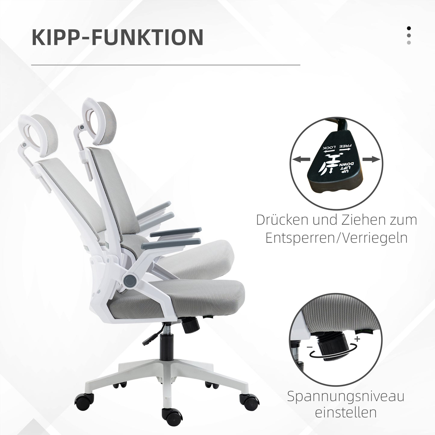 Vinsetto Bürostuhl Schreibtischstuhl Office-Stuhl، höhenverstellbar، 1 Kopfstütze، 58 × 61 × 119 سم. شوارتز