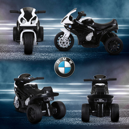 HOMCOM Elektro Kindermotorrad BMW S1000RR Elektromotorrad mit Musik, Scheinwerfer, Kinder Elektro Motorrad für Kinder von 18-36 Monaten Schwarz