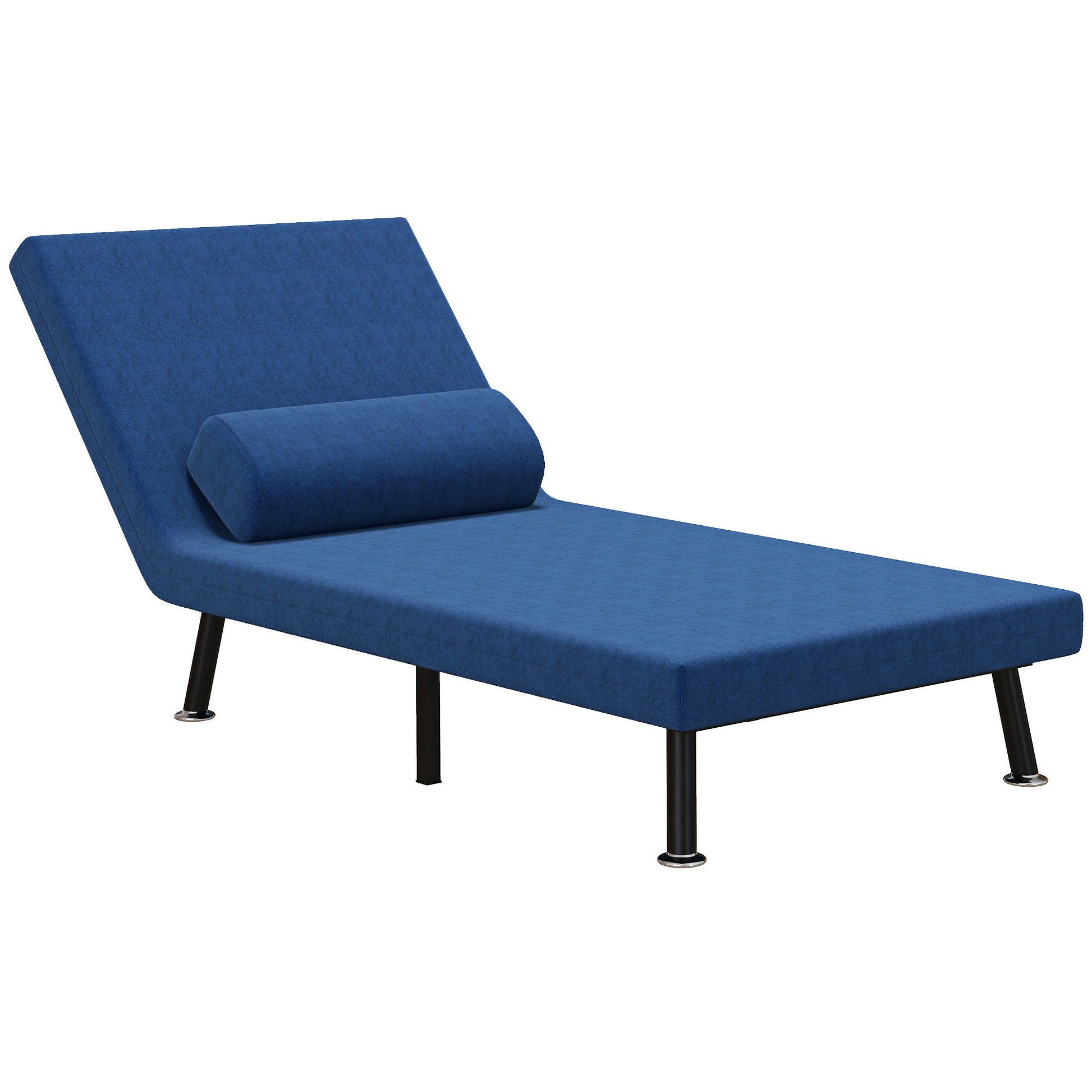 HOMCOM Klappsessel mit Bettfunktion, klappbarer Relaxsessel in Leinenoptik, Verstellbare Rückenlehne, 75x70x75 cm, Dunkelblau