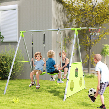 AIYAPLAY Outdoor-Schaukelset für Kinder, Kinderschaukeln, verstellbar, Stahl, Grün