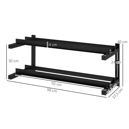 SPORTNOW Hantelständer, Hantelgestell, 2 Etagen, bis 70 kg, Stahl, 98x40x35 cm, Schwarz