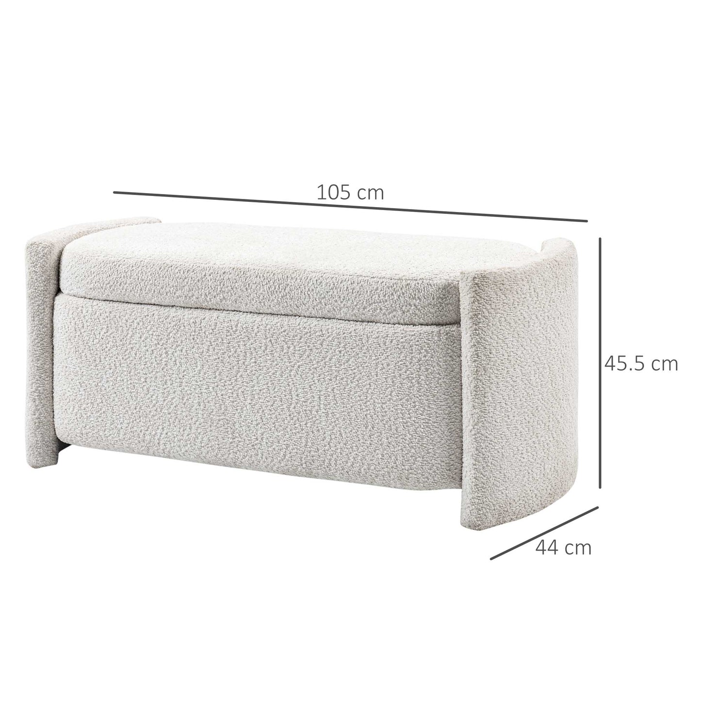 HOMCOM Sitzbank mit Stauraum Flurbank Schuhbank, gepolstert, 105 cm x 44 cm x 45,5 cm. Creme/Beige