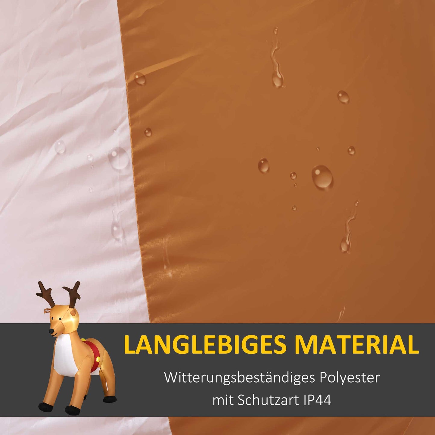 HOMCOM Aufblasbares Rentier، 1,8 m، LED-Lichter، Zubehör، automatisches Aufblasen، Gelb