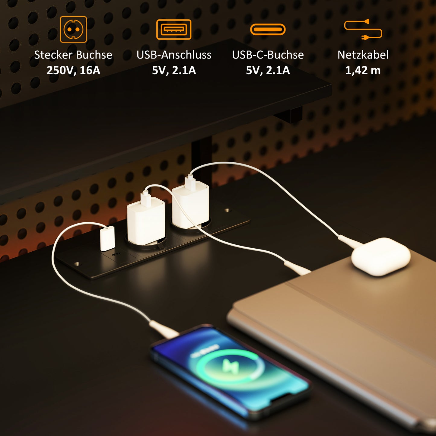 HOMCOM L-förmiger Schreibtisch mit Ladestation, Eck-Computertisch mit Monitorständer und Regalen, für Homeoffice, Büro, Schwarz