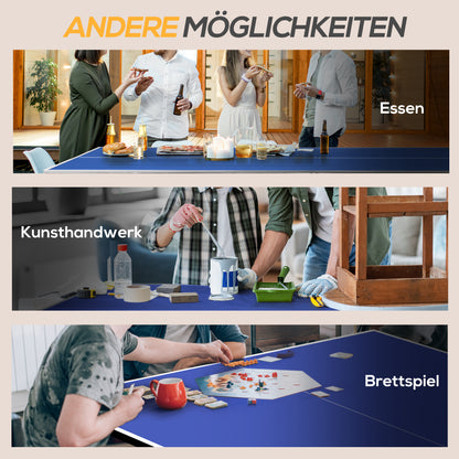 SPORTNOW Tischtennisplatte, klappbar, inkl. 2 Schläger, 3 Bälle, Netz, In- & Outdoor, Metallgestell, 274x152x76cm, Blau