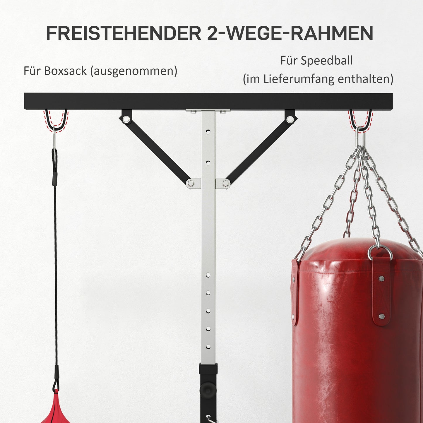 SPORTNOW Boxsackständer, höhenverstellbar, mit Speedball, Metallrahmen, 160L x 145B x 175-220H cm, Schwarz