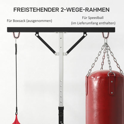 SPORTNOW Boxsackständer, höhenverstellbar, mit Speedball, Metallrahmen, 160L x 145B x 175-220H cm, Schwarz