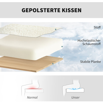 HOMCOM Drehbarer Bürostuhl mit Rollen, Schreibtischstuhl, Fleece-Stoff, Schaumstoff, höhenverstellbar, Homeoffice, Cremeweiß