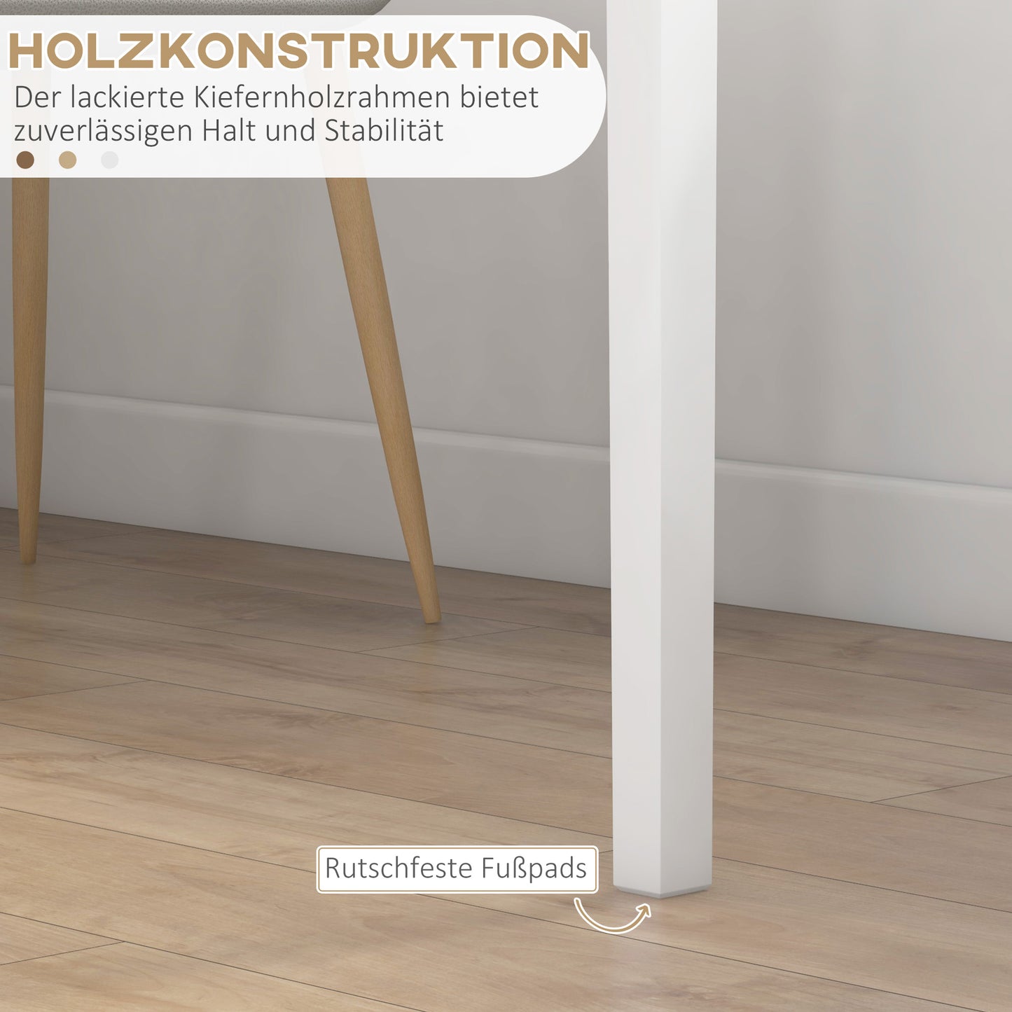 HOMCOM Küchentisch Esstisch Quadratischer Tisch, modern design, 75 cm x 75 cm x 76 cm, vit