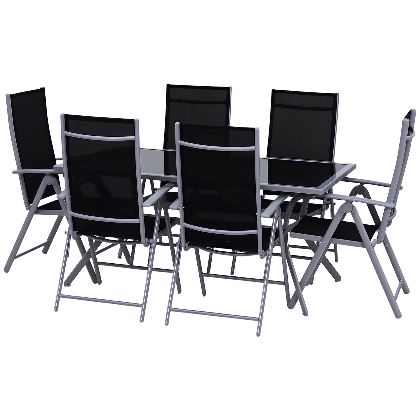 Outsunny Sitzgarnitur für 6 Personen Sitzgruppe Gartengarnitur Gartenset Gartenmöbel Alu