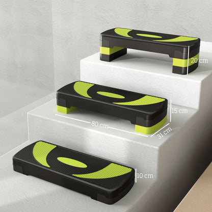 HOMCOM Aerobic-Stepper, höhenverstellbar, für Indoor und Outdoor, Belastbarkeit bis 150 kg, 80 x 31 x 10-20 cm, Grün