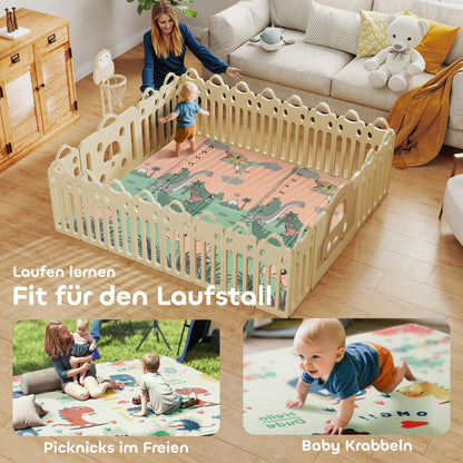 AIYAPLAY Spielmatte Baby 196 x 176 x 1,5 cm faltbar Doppelseitige Krabbelmatte Mehrfarbig