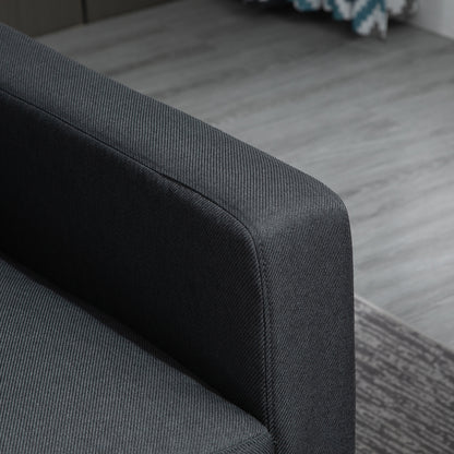 HOMCOM Ecksofa mit Schlaffunktion, 3 Sitzer Sofa und Kissen, Eckcouch, L-Form Couch für Wohnzimmer, Schlafzimmer 197 x 139 x 91 cm, Leinen, Dunkelgrau