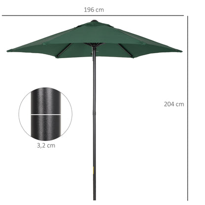 Outsunny Sonnenschirm Ø196 cm, sechseckig Balkonschirm für Strand Balkon Garten, Grün