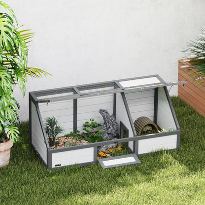 PawHut Schildkrötenbox, Outdoor Schildkrötengehege, bodenloses Design, leicht zu öffnen, Schildkrötenhaus, Weiß