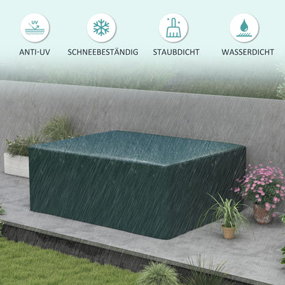 Outsunny Schutzhülle für Gartenmöbel Winterfest Wasserdicht Abdeckung Anti-UV Abdeckplane Gewebe Abdeckhaube für Gartentische Terrassenmöbel Rechteckig 235 x 190 x 90cm Grün
