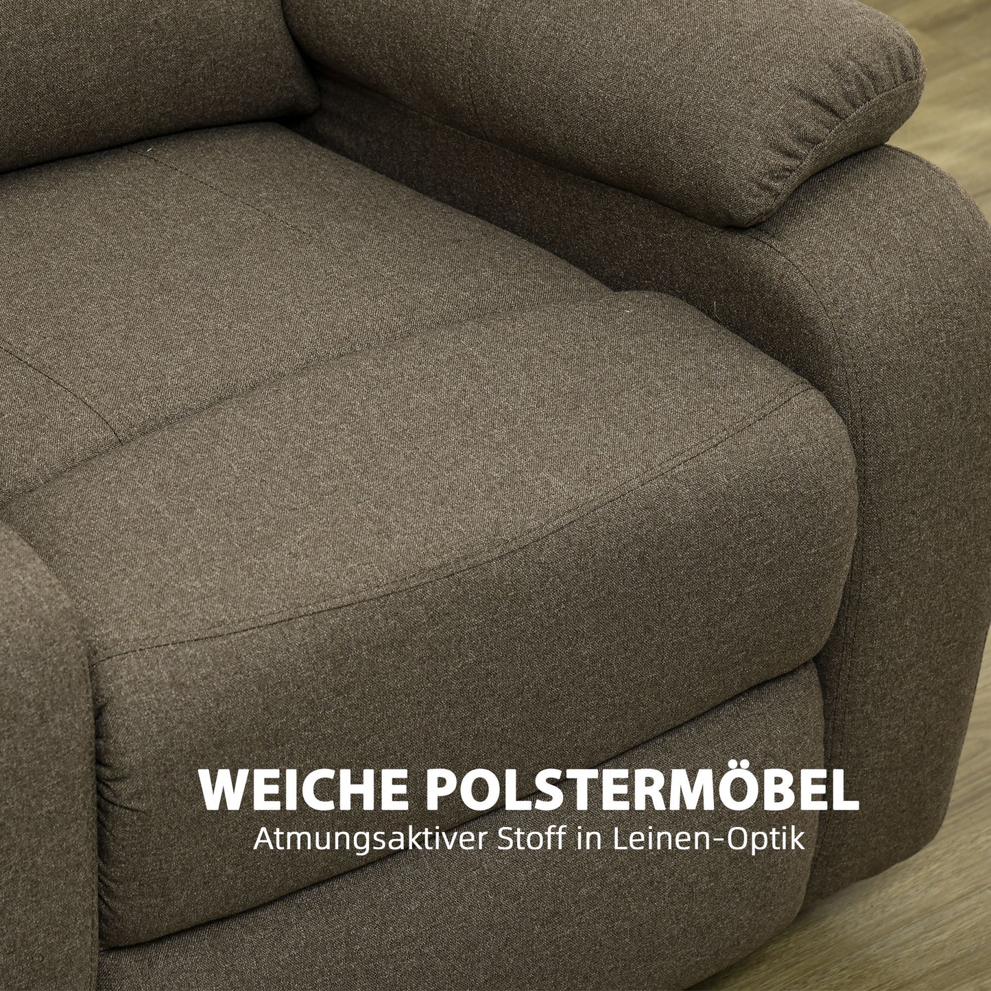 HOMCOM Relaxsessel, Liegefunktion und Fußstütze, verstellbar, bis 150 kg, Stahlrahmen, 90 x 96 x 98 cm, Braun