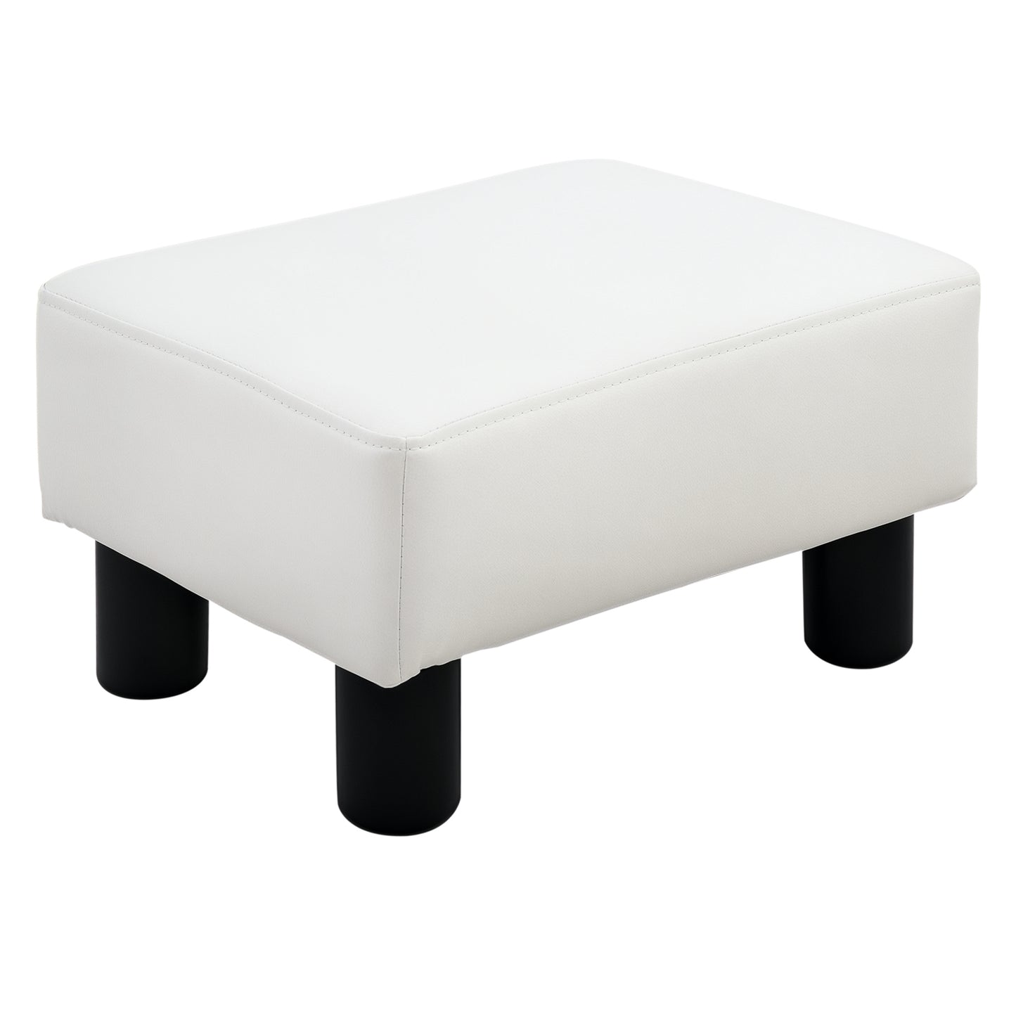 HOMCOM Sitzhocker Hocker mit Kunstleder Moderner Fußhocker Kunstlederhocker Ottomane für Schlafzimmer, Wohnzimmer, Weiß