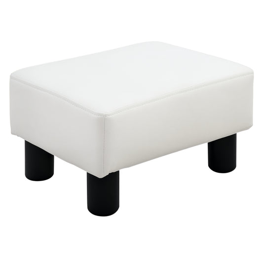 HOMCOM Sitzhocker Hocker mit Kunstleder Moderner Fußhocker Kunstlederhocker Ottomane für Schlafzimmer, Wohnzimmer, Weiß