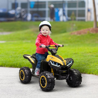 HOMCOM Elektro-Kinderquad, LED-Scheinwerfer, MP3-Player, Stoßdämpfer, ergonomischer Sitz, Gelb+Schwarz