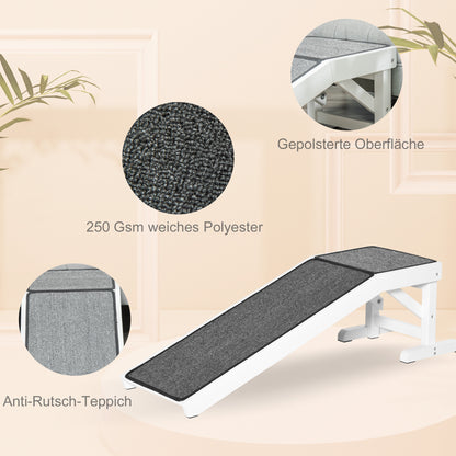 PawHut Haustierrampe mit rutschfestem Teppich 125 x 40 x 35,5 سم كيفيرنهولز