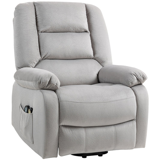 HOMCOM Aufstehsessel mit Massagefunktion, 90x93x110cm, Hellgrau
