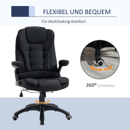 Vinsetto Bürostuhl Computerstuhl entspanntes Hinlegen höhenverstellbarer Schreibtischstuhl ergonomisch 360° Schaumstoff Kunststoff-Kunststoff leinenartiges Polyester Schwarz 65 x 72 x 100-120 cm